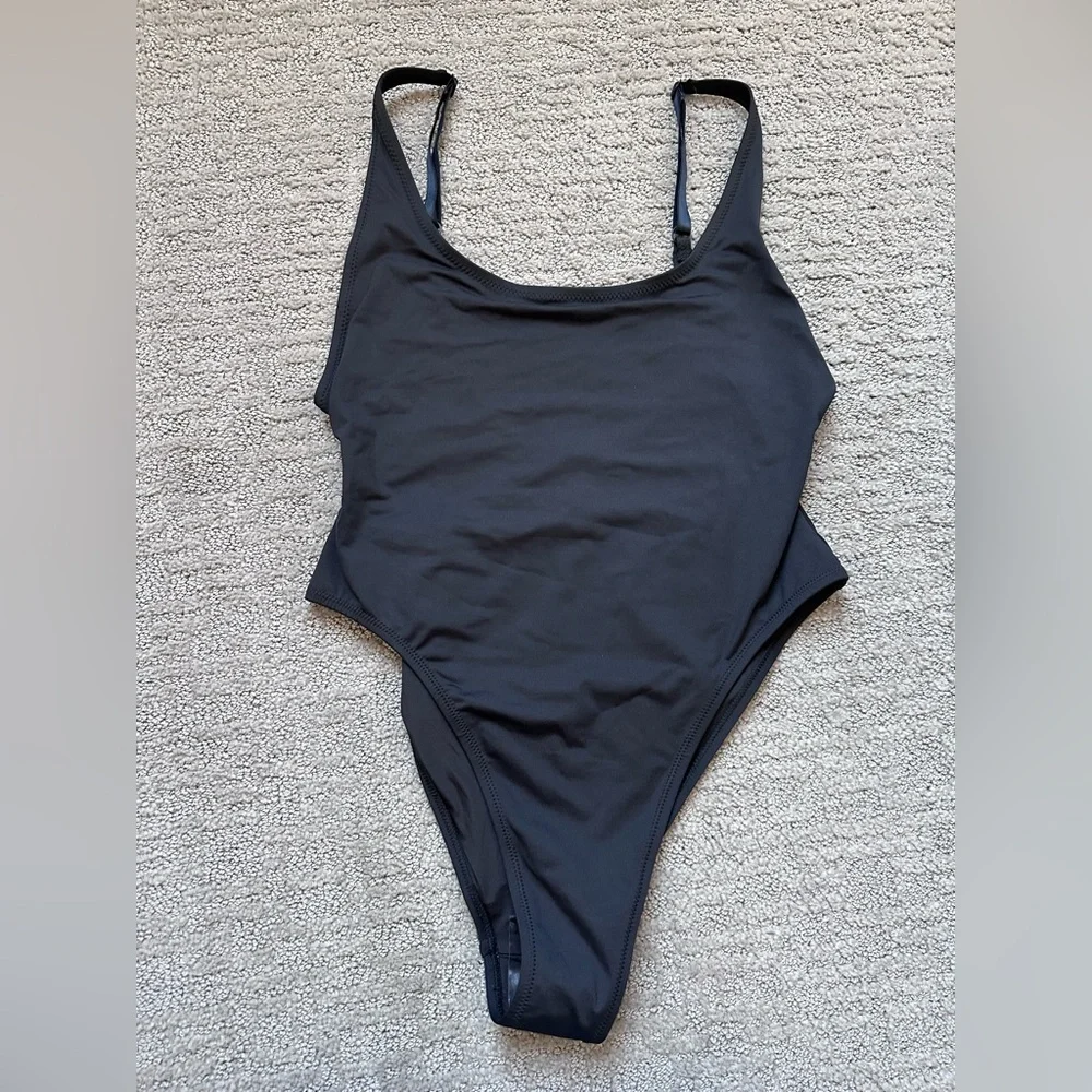 SKIMS Recycled Swim Scoop Neck One-Piece Swimsuit Black XL NWT